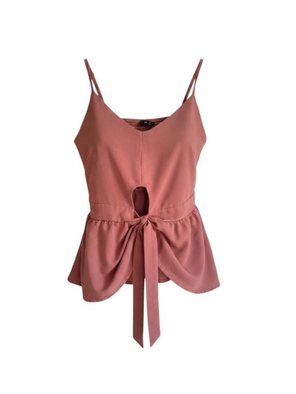 SHEIN Rose Mauve Tie-Front Peplum Cami